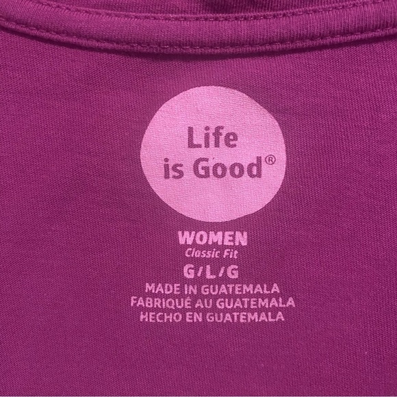 Life Is Good Purple V Neck Classic Fit Flower T Shirt - Picture 4 of 5